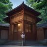 历史学者王建国的头像照片，老年男性学者，白发，手持书本，书房背景温暖灯光